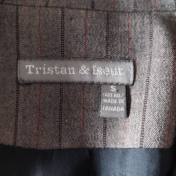 Tristan & Iseut Brown Pinstripe Skirt Blazer Suit Set,  Size S/10 - Picture 8 of 13